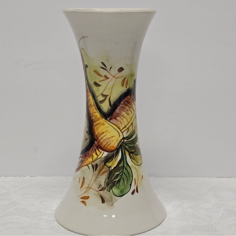 Vintage Mancioli Lachman Carrots Candle Holder / Vase Hand Painted in Italy